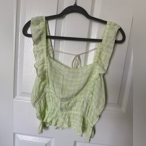 Derek Heart Green Ruffled Smocked Tank Top